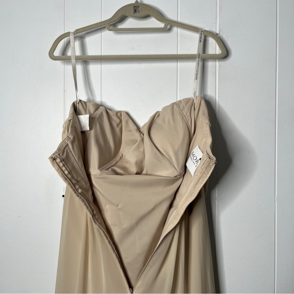 Mori Lee Madeline Gardner Sleeveless Cream Dress Pleated Floor Length Size 14 - Picture 5 of 11
